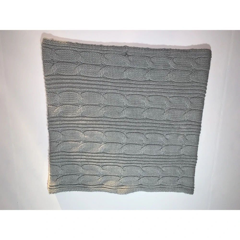 Brooks Brothers Women's OS Cable Knit Acrylic Wool Blend Scarf Blue-Green Gray